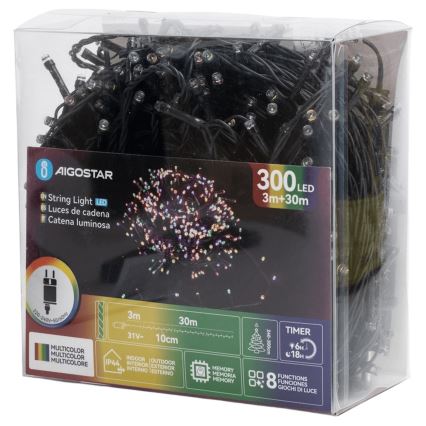 Aigostar - LED vanjski božićni niz 300xLED 30 m IP44 višebojno