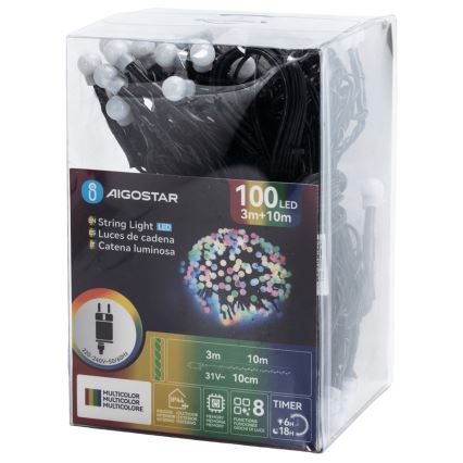 Aigostar - LED vanjski dekorativni niz 100xLED/8 funkcija 10 m IP44 višebojan