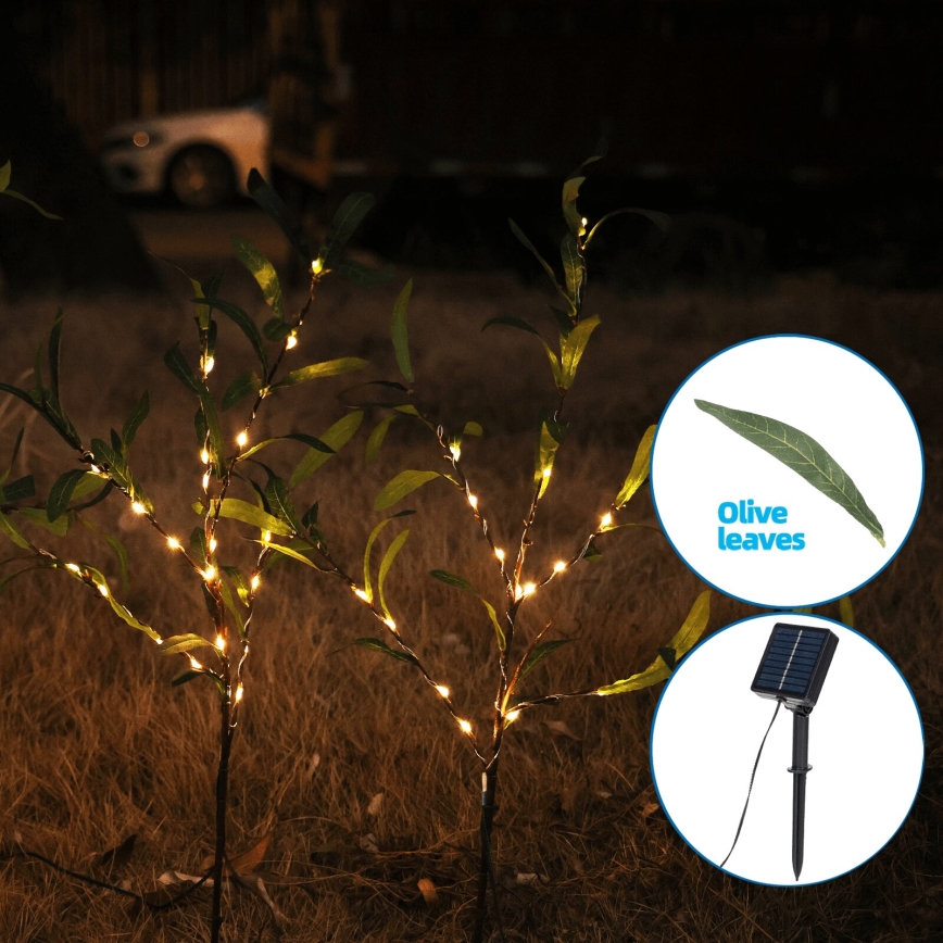Aigostar - LED solarna dekoracija 60xLED/3,5m IP65 topla bijela olive