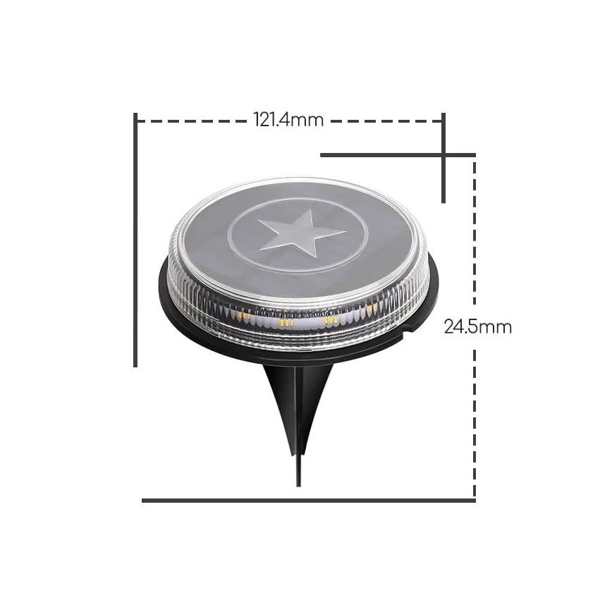 Aigostar - LED solarna lampa LED/0,6W/5,5V 24,5 cm 500 mAh 3200K IP66 crna