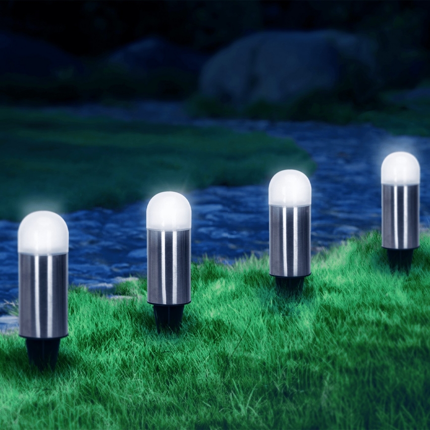Aigostar - LED Solarna lampa LED/0,006W/1,2V 20cm mat krom 40 mAh 6500K IP44