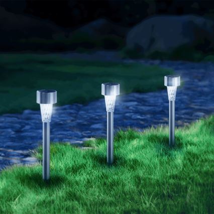Aigostar - LED Solarna lampa LED/0,006W/1,2V 40 mAh 29,5 cm mat krom 6500K IP44