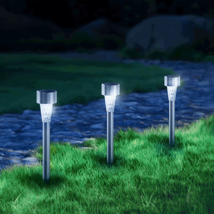 Aigostar - LED Solarna lampa LED/0,006W/1,2V 40 mAh 29,5 cm mat krom 6500K IP44