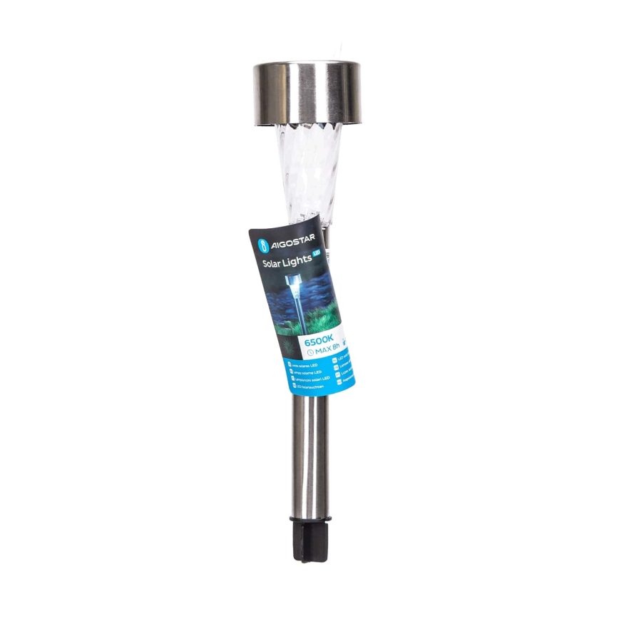 Aigostar - LED Solarna lampa LED/0,006W/1,2V 40 mAh 29,5 cm mat krom 6500K IP44