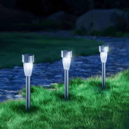 Aigostar - LED Solarna lampa LED/0,006W/1,2V 40 mAh 29,7 cm mat krom 6500K IP44