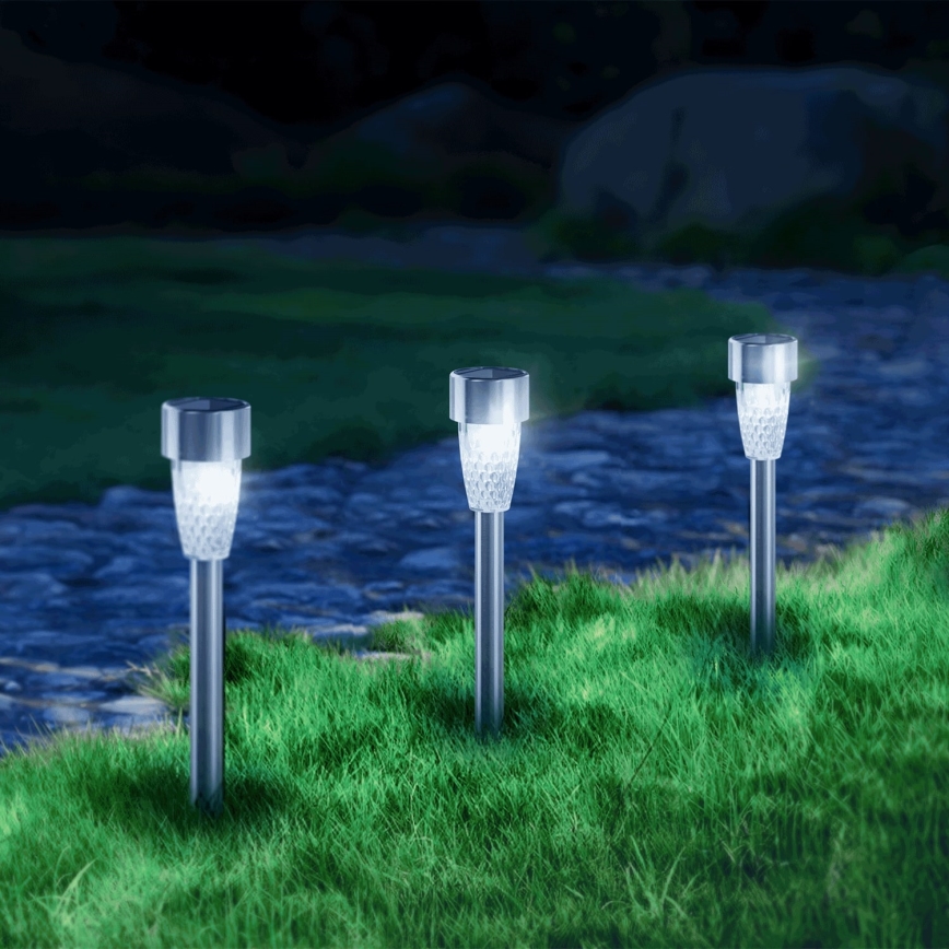 Aigostar - LED Solarna lampa LED/0,006W/1,2V 40 mAh 29,7 cm mat krom 6500K IP44