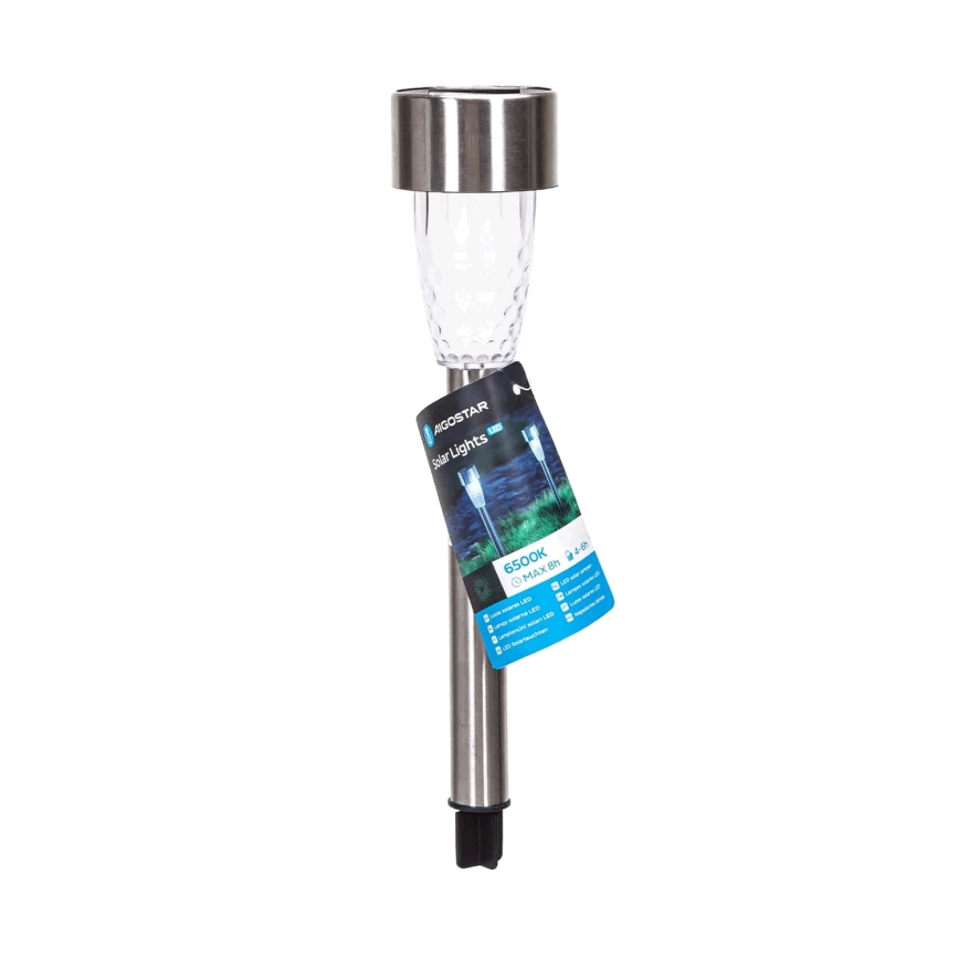 Aigostar - LED Solarna lampa LED/0,006W/1,2V 40 mAh 29,7 cm mat krom 6500K IP44