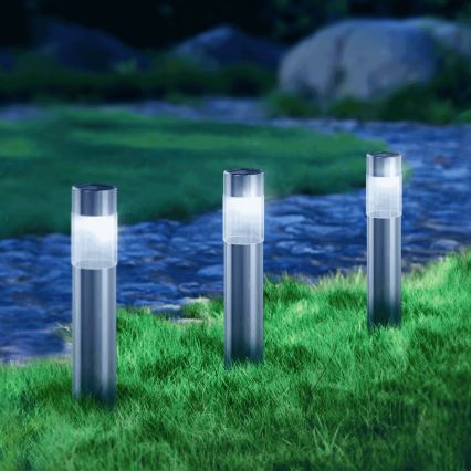 Aigostar - LED Solarna lampa LED/0,006W/1,2V 31,5 cm 100 mAh mat krom 6500K IP44