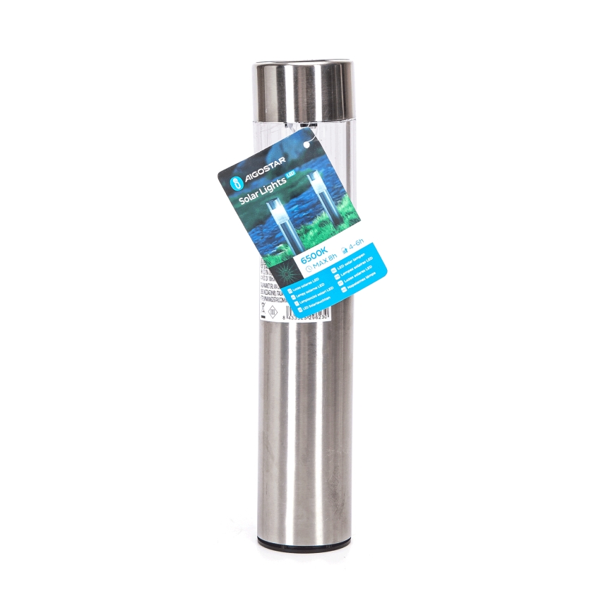 Aigostar - LED Solarna lampa LED/0,006W/1,2V 31,5 cm 100 mAh mat krom 6500K IP44