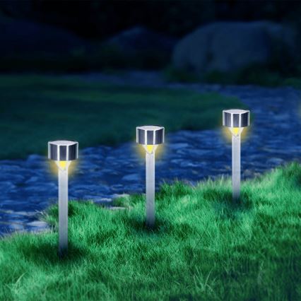 Aigostar - LED Solarna lampa LED/0,006W/1,2V 32cm mat krom 200 mAh 2700K IP44