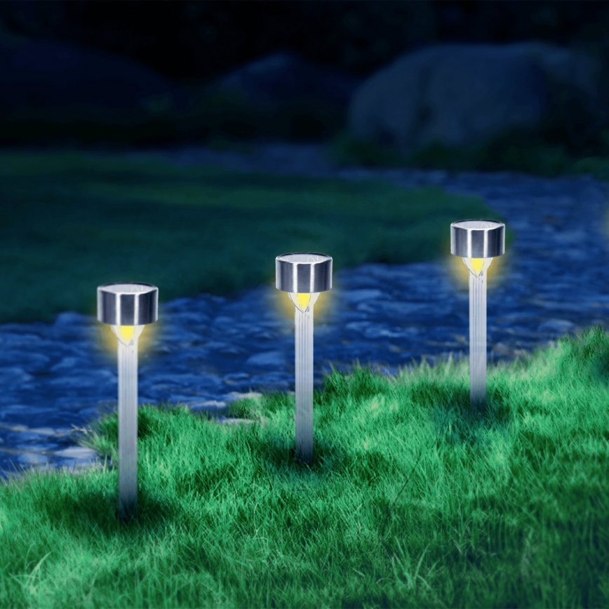 Aigostar - LED Solarna lampa LED/0,006W/1,2V 32cm mat krom 200 mAh 2700K IP44