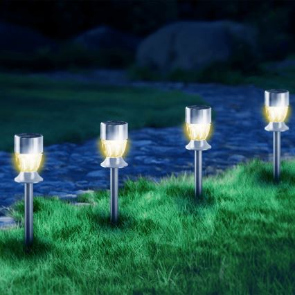 Aigostar - LED Solarna lampa LED/0,006W/1,2V 35,5cm mat krom 2700K IP44 100 mAh
