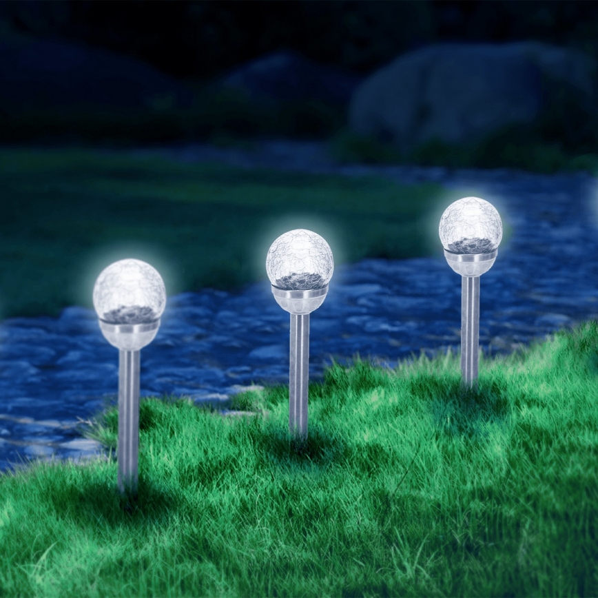Aigostar - LED Solarna lampa LED/0,006W/1,2V 37,8cm mat krom 6500K IP44