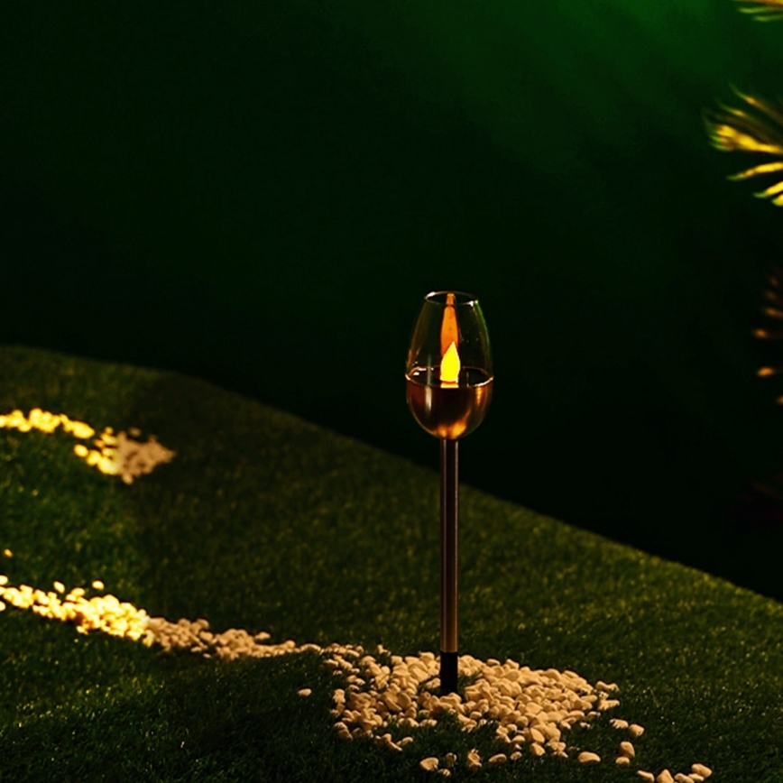 Aigostar - LED Solarna lampa LED/0,006W/1,2V 38,2cm mat krom 2700K IP44 40 mAh