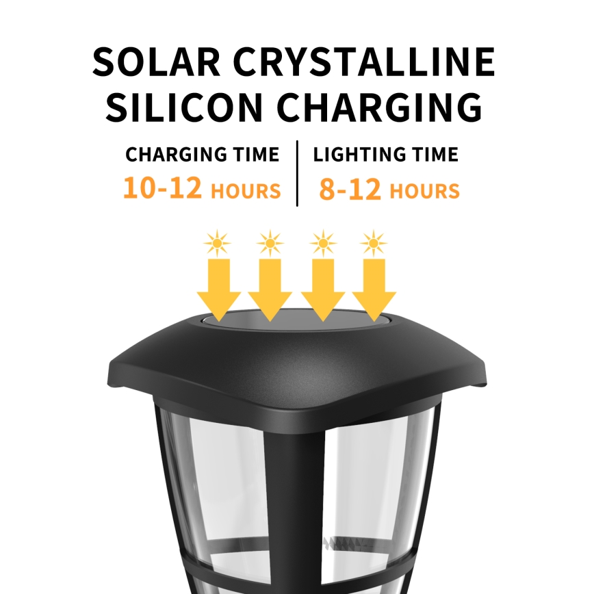 Aigostar - LED Solarna lampa LED/0,06W/2V 100 mAh 33,8 cm 6500K IP44 crna