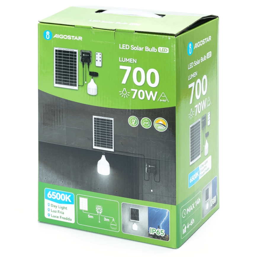 Aigostar - LED solarna lampa LED/70W/12V 6000 mAh 6500K promjer 12 cm + daljinski upravljač