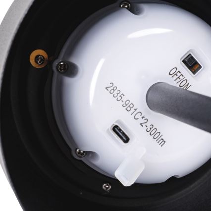 Aigostar - LED Solarna prigušiva punjiva  stolna lampa LED/3W/5V 2200mAh crna IP54