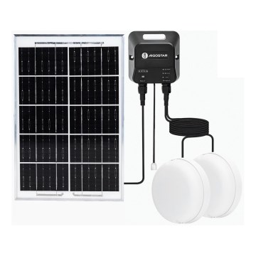 Aigostar - LED solarna svjetiljka 2xLED/35W/12V 6000 mAh 6500K IP65 Ø 16,8 cm + daljinski upravljač