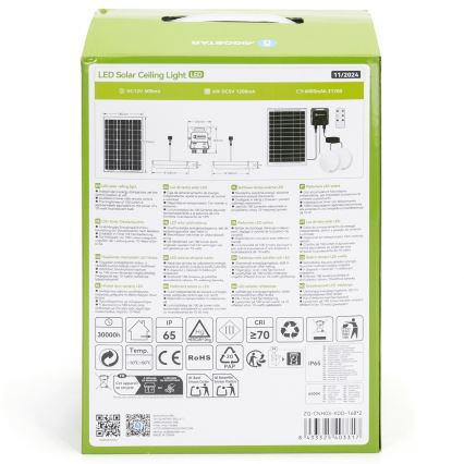 Aigostar - LED solarna svjetiljka 2xLED/35W/12V 6000 mAh 6500K IP65 Ø 16,8 cm + daljinski upravljač