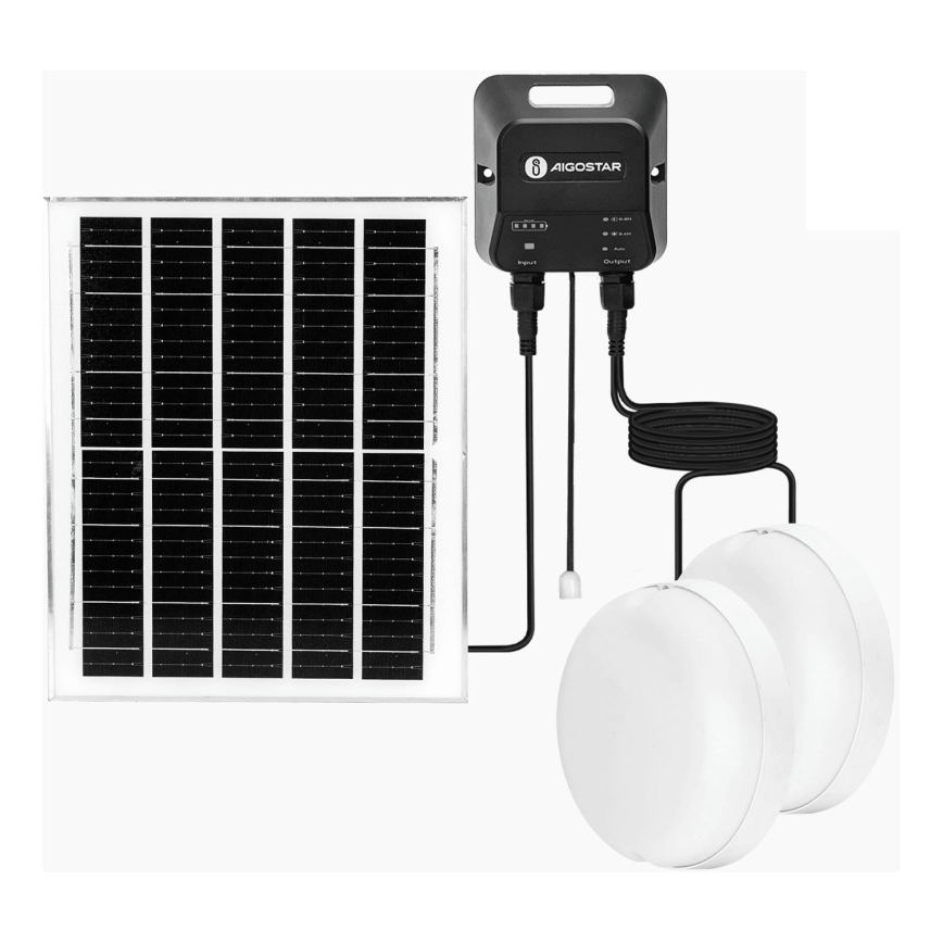 Aigostar - LED Solarna svjetiljka 2xLED/70W/12V 12000 mAh 6500K pr. 20,5 cm + daljinski upravljač