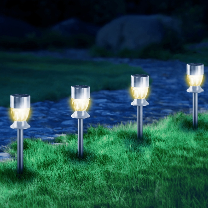 Aigostar - LED Solarna lampa LED/1,2 lm/1,2V 35,5cm matni krom 2700K IP44 100 mAh