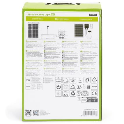 Aigostar - LED solarna svjetiljka LED/70W/12V 6000 mAh 6500K IP65 promjer 20,5 cm + daljinski upravljač