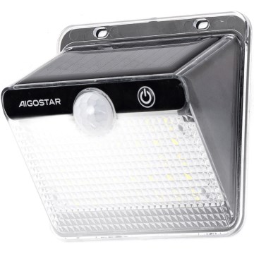 Aigostar - LED solarna svjetiljka s senzorom LED/3,7V 6500K 1200 mAh IP65 crna