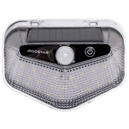 Aigostar - LED solarna svjetiljka sa senzorom LED/3,7V 6500K 500 mAh IP65 crna