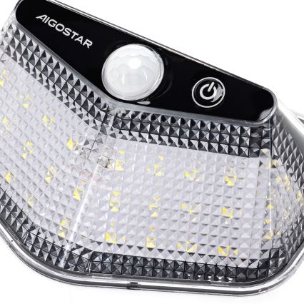 Aigostar - LED solarna svjetiljka sa senzorom LED/3,7V 6500K 500 mAh IP65 crna