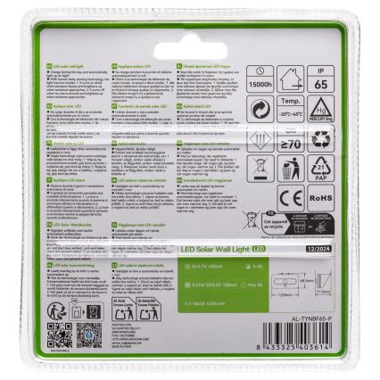 Aigostar - LED solarna svjetiljka sa senzorom LED/3,7V 6500K 500 mAh IP65 crna