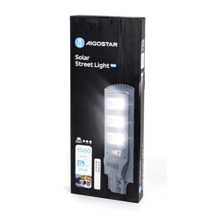 Aigostar - LED Solarna ulična svjetiljka sa senzorom pokreta i dana/noći LED/150W/3,2V 15000mAh IP65 6500K + daljinski upravljač