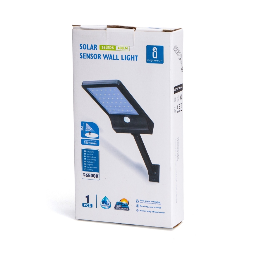 Aigostar - LED Solarna ulična svjetiljka sa senzorom LED/2,3W/5,5V 1800 mAh IP65