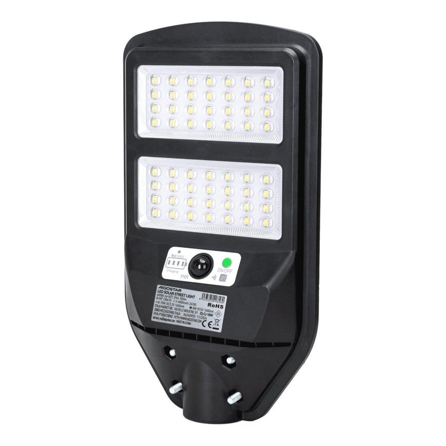 Aigostar - LED Solarna ulična svjetiljka sa senzorom LED/70W/3,2V 4000mAh IP65 6500K + daljinski upravljač
