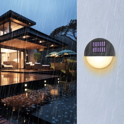 Aigostar - LED Solarna zidna svjetiljka LED/1W/1,2V crna 200 mAh 2700K IP44
