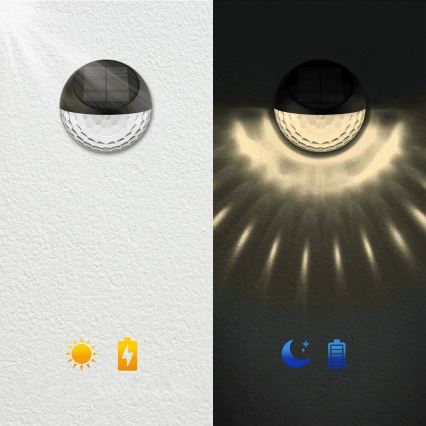 Aigostar - LED Solarna zidna svjetiljka LED/2W/1,2V crna 300 mAh 2700K IP44
