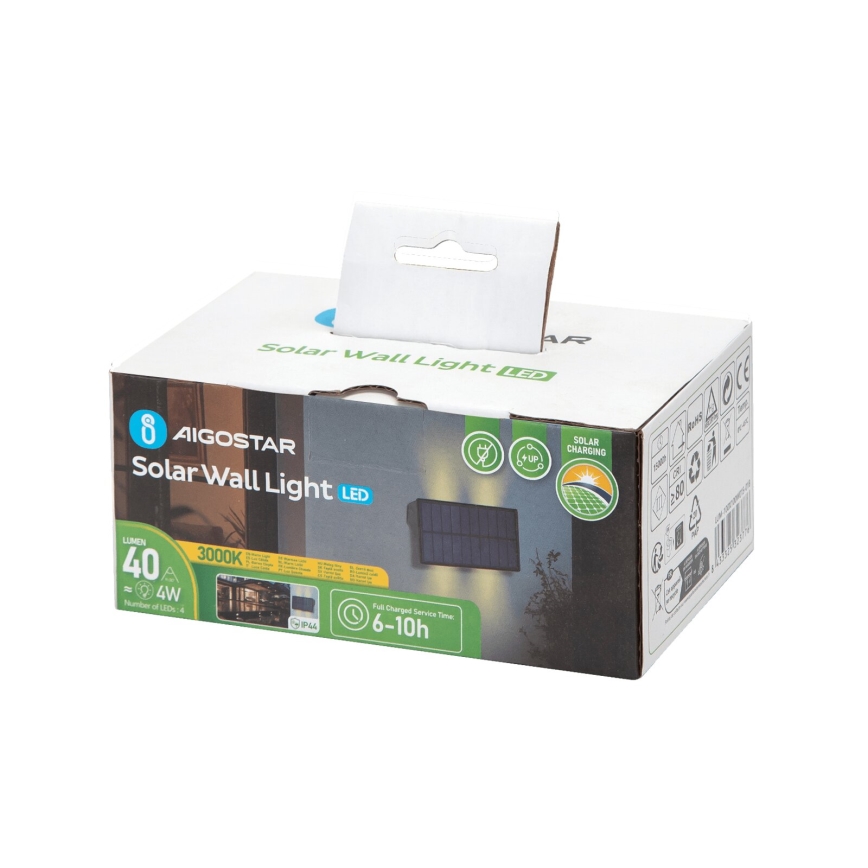 Aigostar - LED Solarna zidna svjetiljka LED/4W/5,5V 2700K IP44