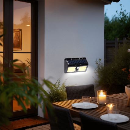Aigostar - LED Solarna zidna svjetiljka sa senzorom LED/20W/5,5V 2400 mAh 6500K IP65