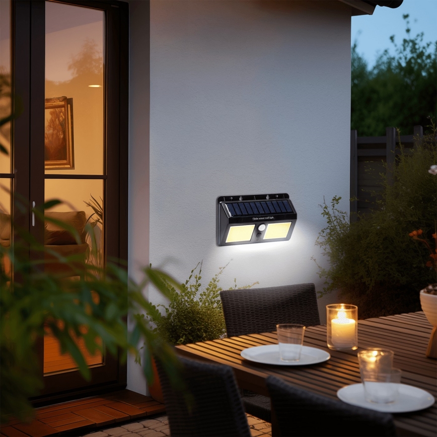 Aigostar - LED Solarna zidna svjetiljka sa senzorom LED/20W/5,5V 2400 mAh 6500K IP65