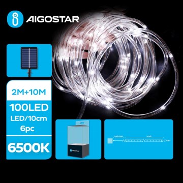 Aigostar - LED Solarne božićne lampice 100xLED/8 funkcija 12m IP65 hladna bijela