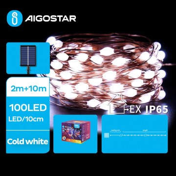 Aigostar - LED Solarne božićne lampice 100xLED/8 funkcija 12m IP65 hladna bijela