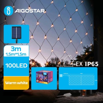 Aigostar - LED Solarne božićne lampice 100xLED/8 funkcija 4,5x1,5m IP65 topla bijela