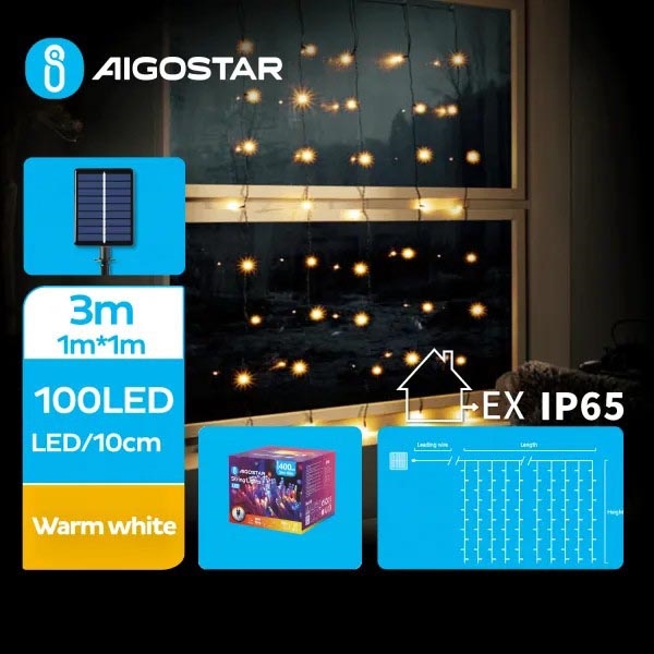 Aigostar - LED Solarne božićne lampice 100xLED/8 funkcija 4x1m IP65 topla bijela 800 mAh