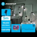 Aigostar - LED Solarne božićne lampice 10xLED/8 funkcija 6,5m 500 mAh IP65 hladna bijela