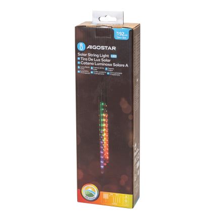 Aigostar - LED Solarne božićne lampice 192xLED/8m IP65 multicolor