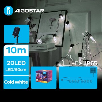 Aigostar - LED Solarne božićne lampice 20xLED/8 funkcija 11,5m IP65 hladna bijela
