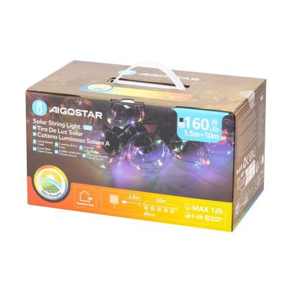 Aigostar - LED Solarne božićne lampice 20xLED/8 funkcija 11,5m IP65 multicolor