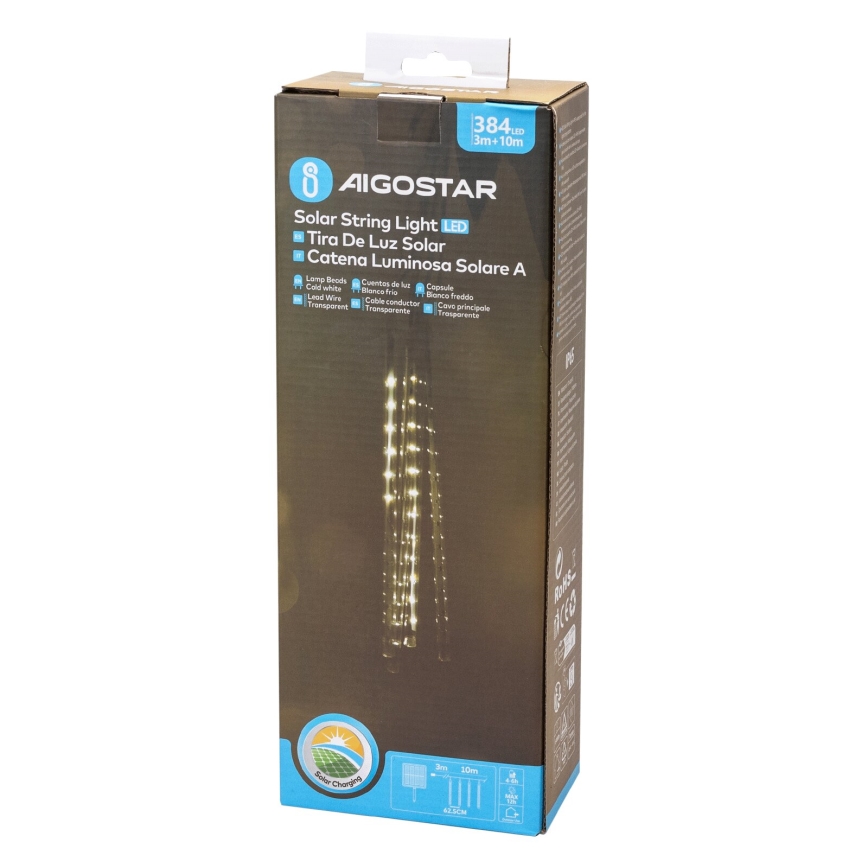 Aigostar - LED Solarne božićne lampice 384xLED/13m IP65 hladna bijela
