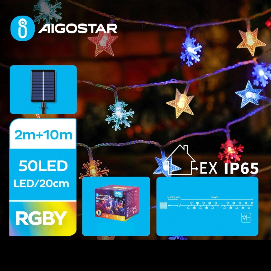 Aigostar - LED Solarne božićne lampice 50xLED/8 funkcija 12m IP65 multicolor
