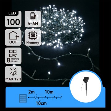 Aigostar - LED solarni božićni niz 100xLED/8 funkcija 12m IP65 hladno bijela