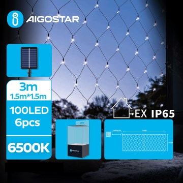 Aigostar - LED solarni božićni niz 100xLED/8 funkcija 4,5x1,5m IP65 hladno bijela